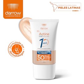 Darrow Protector Solar Facial Dermatológico con Color Actine One Colors FPS50, Bloqueador Solar Facial Acido Hialuronico, Textura Ultraligera, Absorci