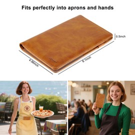 EcoVision Server Books for Waitress,Leather Waiter Book with Zipper Pocket, Server Booklet Restaurant Waitstaff Organizer, Serving Book Guest Check Book Holder Money Pocket Fits Server Apron