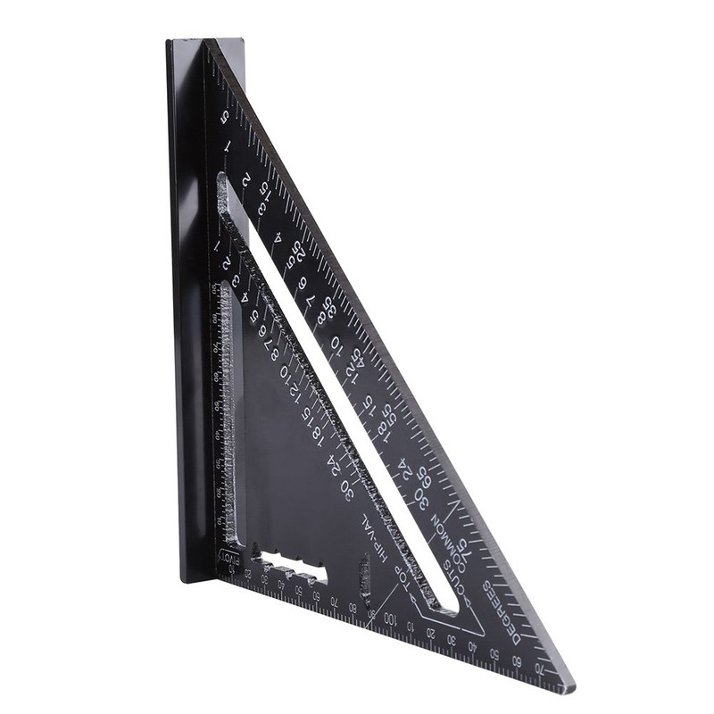 7'' Metric Aluminum Alloy Oxidation Roofing Square Triangle Angle Protractor,Black