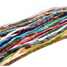 Asingeloo 30PCS 4X13mm Natural White Opal Gemstone Loose Beads Tube Energy Stone Healing Power for Jewelry Making 15.5" a Strand