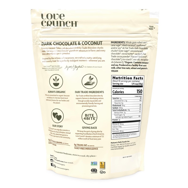Love Crunch Organic Dark Chocolate & Coconut Granola, 11.5 oz