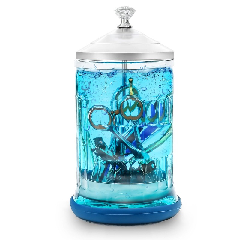 33 Oz Glass Disinfectant Jar with Removable Basket, Keedolla Barber