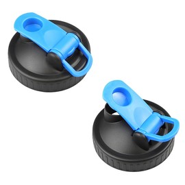 2 Pack Wide Mouth Flip Cap Mason Jar Lids for Mason Jars - Airtight Sealing, Leak-Proof Design, and Convenient Pouring Spout (Jars Sold Separately) (Blue Black)