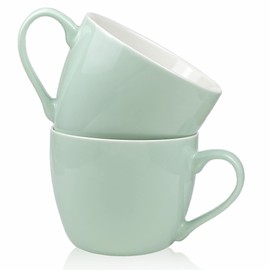 MECOWON 30 OZ Porcelain Coffee Mugs, Set of 2 Large Mugs for Soup, Cereal and Salad (Turquoise)