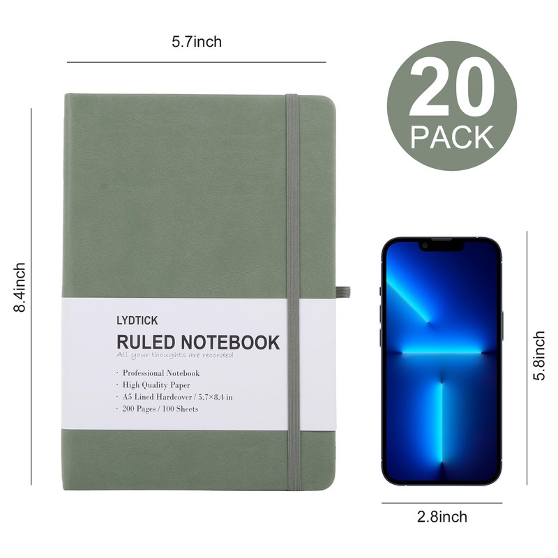 LYDTICK 20 Pack Journals for Writing College Ruled Notebooks Journal
