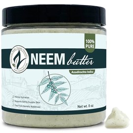 Naked Neem Organic Neem Butter with Organic Neem Oil, Extract and Leaf Calm Sensitive Skin, Itchy Skin and More Handcrafted in Small Batches, 8 oz.