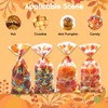 100Pcs Thanksgiving Clear Candy Cookie Bags Autumn Pumpkin Maple Leaf