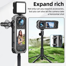 Holilo Legierung Utility Frame Cage Schutzrahmen für Insta360 X5 Schnellverschluss Halterung,Schutzhülle Käfig Erweiterung Gehäuse Erweiterungsrahmen für Insta360 X5