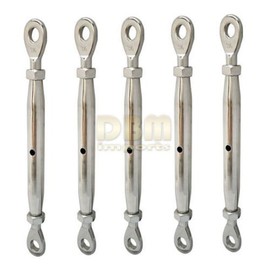 DBM IMPORTS 5 PC 5/16" Stainless Steel 316 Closed Body Eye Eye Turnbuckle 500 LBs Limit