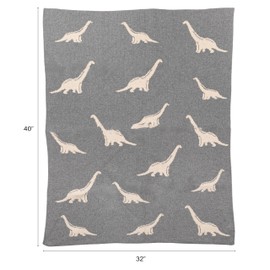 Creative Co-Op Cotton Knit Baby Blanket with Dinosaurs, 40" L x 32" W