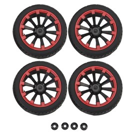 4Pcs 12mm Hex RC Wheels Tires 1/10 Scale Off Road Tires F Shaped Tread 10 Hole Red Ring Wheel Hub Tires