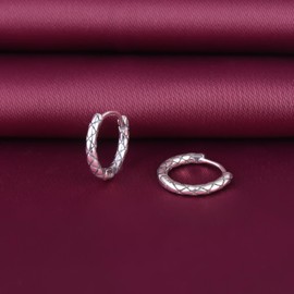 Yumilok Women's Earrings Snake Hoop Earrings Small 925 Sterling Silver Huggie Cartilage Piercings For Women, Cubic Zirconia