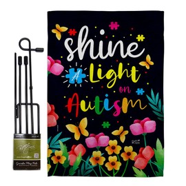 Angeleno Heritage Shine A Light Flag Garden Stake Banner Pole Stand Set Outdoor Tapestry Door Sign Porch Yard Home Wall Poster Cemetery Lawn, Awareness Decorations Gifts Made in USA