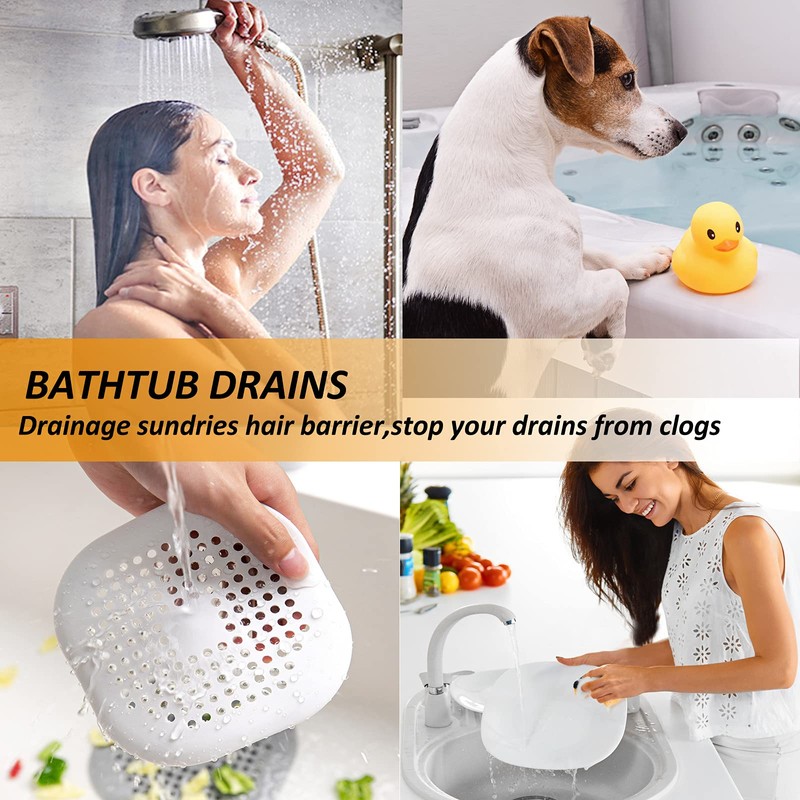 Hair Drain Catcher,Square Drain Cover for Shower Silicone Hair Stopper