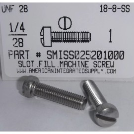 AMERICANINTEGRATEDSUPPLY.COM 1/4-28x1 Fillister Head Slotted Machine Screws 18-8 Stainless steel (10)