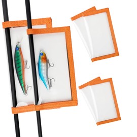 Fishing Lure Wraps for Fishing Rod with Velcro 4 Packs Bait Storage Covers Clear PVC Lure Protector Medium Large Sizes (M+L-ORANGE-4PCS)