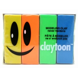 Van Aken International – Claytoon – Non-Hardening Modeling Clay – VA18160 – Mutant – Turquoise, neon Orange, neon Green, Yellow – 1 Pound Set (4-1/4 Pound Bars) – claymation, Gluten-Free, Non-Toxic