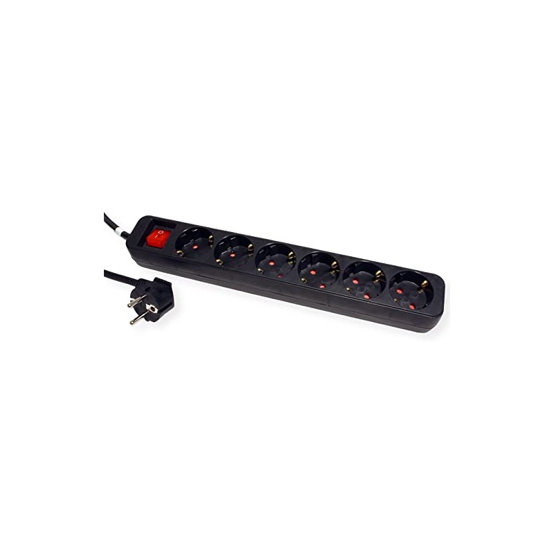 ROLINE 6-Way Power Strip with Switch, Black, 6 m