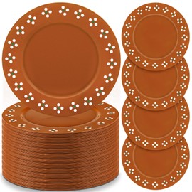 Havawish 36 Pcs Mexican Plastic Plates 13 Inch De Barro Mexican Floral Charger Plate Traditional Design Plates Mexico Plate for Wedding Bridal Shower Party Supplies
