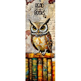 Art Owl Bookmark : 6x2 Laminated Gift For  Book Readers And Bird Lovers