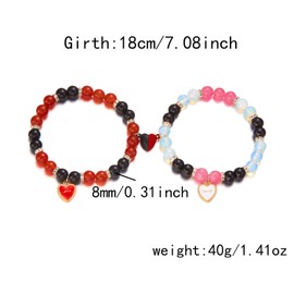 QRH Matching Love Heart Bracelets for Women Men Couple Matching Bracelets Relationship Friendship Heart Matching Bracelets Kawaii Birthday Jewelry- 02