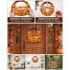Fall Wreath for Front Door, Wooden Pumpkin Maple Leaf Door