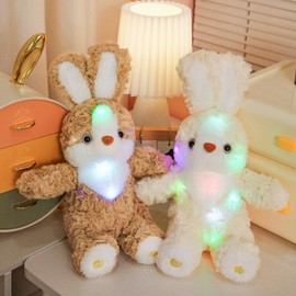 Anmebei LED Light-Up Plush Bunny Toy -13.7In Soft Rabbit Stuffed Animal with Music, Colorful Lights, Volume Control, and Included Batteries for Kids Ages 3 and Up