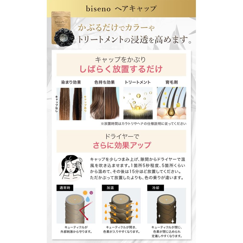 biseno 白髪ケア しっかり染めて きれい続く 3点セット ライトブラウン ヘアカラートリートメント アルミヘアキャップ ヘアミルク ジアミンフリー