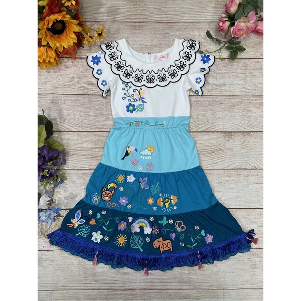 unik Girl's Princess Dress beautifully embroidered to create a magical theme for Special Occasions Size 8