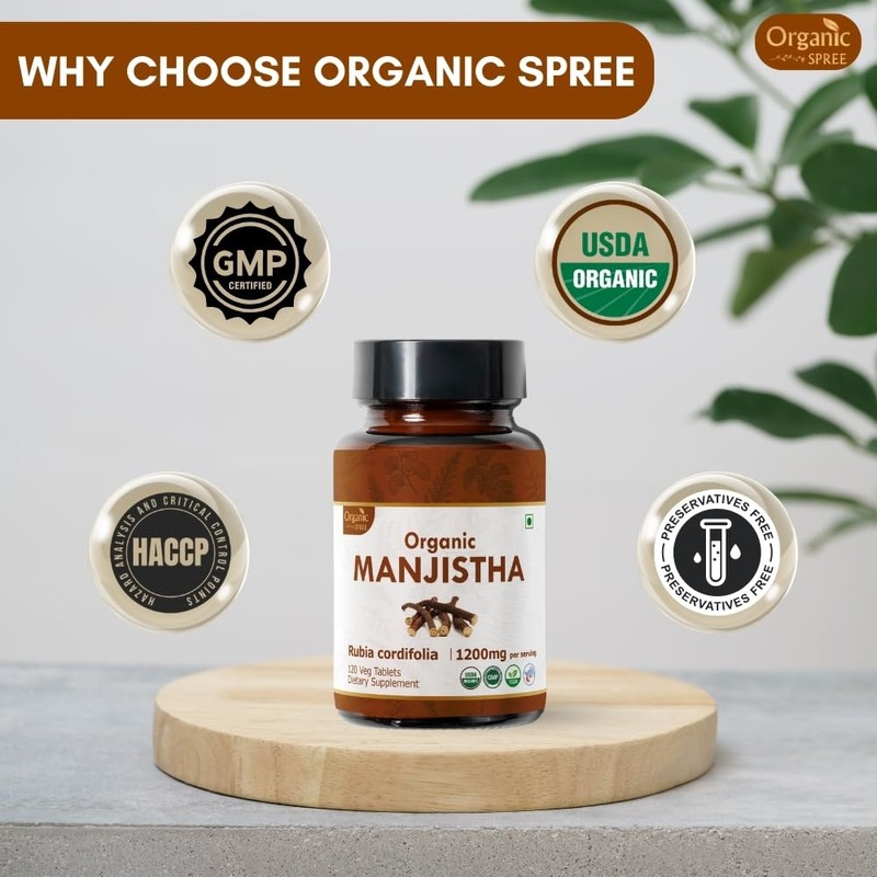 ORGANIC SPREE MANJISTHA 120 Tablets | Rubia Cordifolia (Manjistha) |