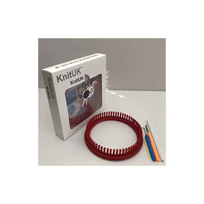 KnitUK Round Red Knitting Loom. 62 pegs Fitted (Medium Gauge