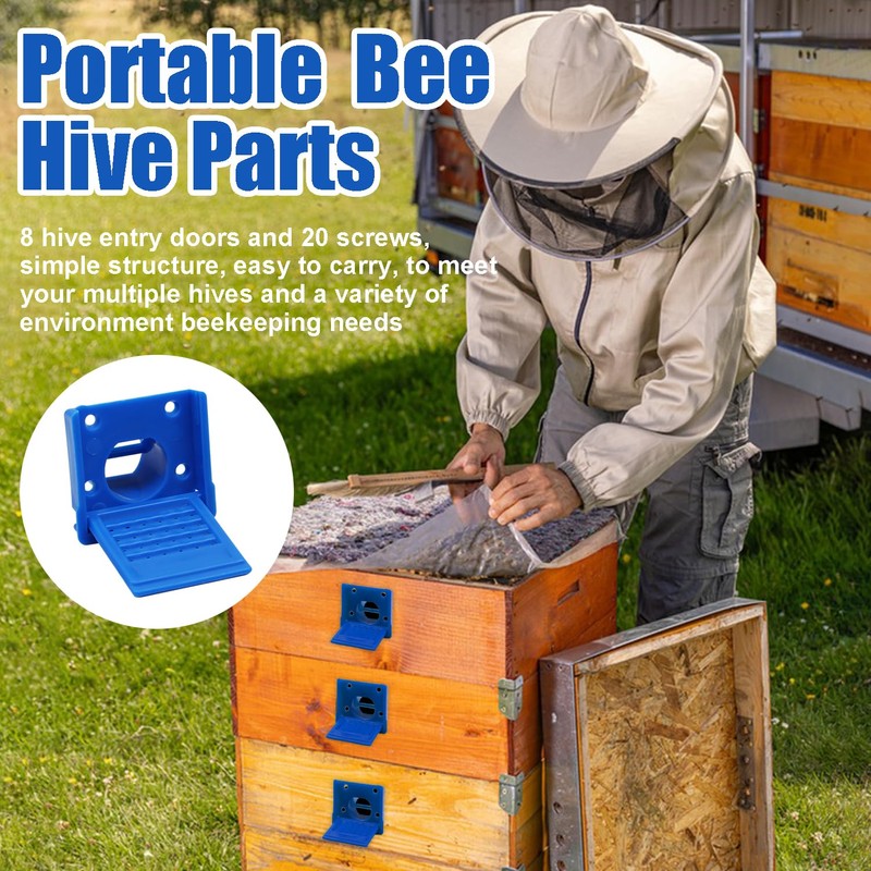 8 Pcs Plastic Bee Hive Entrance Disc, Blue Bee Entrance