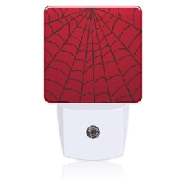 BLYKVGHQ Red Spider Web Night Light,Modern Night Lights Plug into Wall,Dusk to Dawn Sensor Nightlight for Kids Bathroom Kitchen Hallway Bedroom Decor