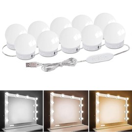New 13ft LED Vanity Mirror Lights for Makeup Dressing Table Vanity Set 13ft Flexible LED Light Strip Kit 6000K Daylight White with Dimmer and Power Supply, DIY Mirror, Mirror not Included