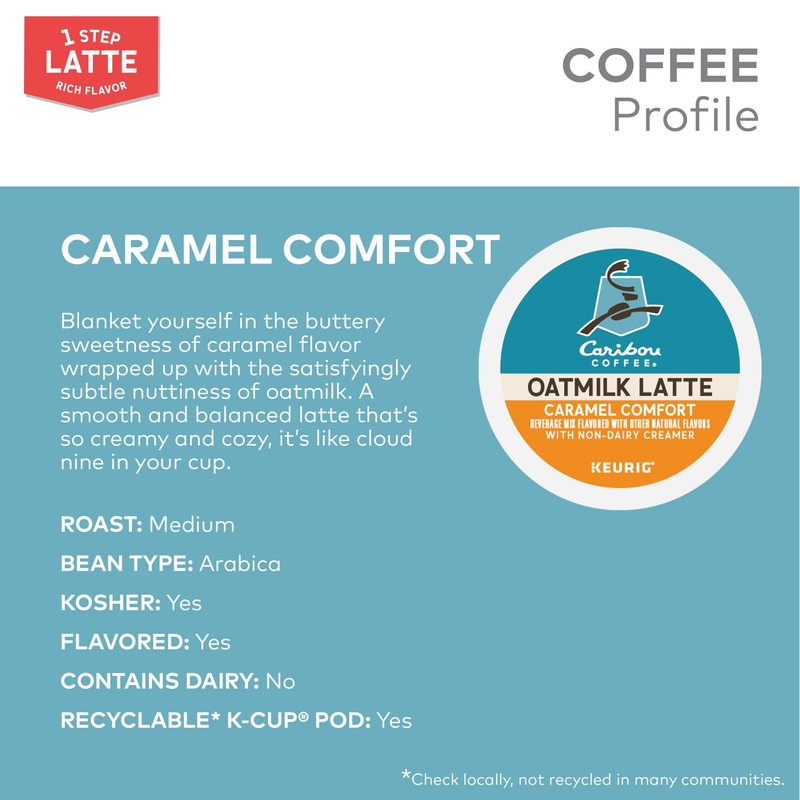 Caribou Coffee Caramel Comfort Oatmilk Latte, One Step Latte Single