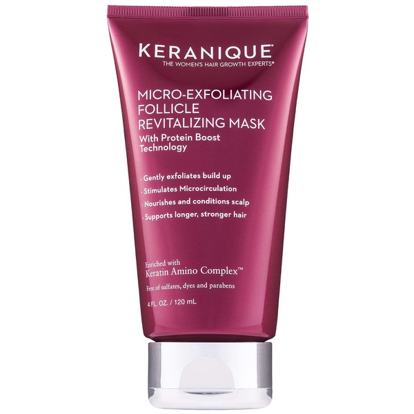 Keranique Micro-Exfoliating Follicle Revitalizing Mask, Keratin Amino Complex, Sulfate, Dyes and Parabens Free, Exfoliates, Nourish and Condition the Scalp, Supports Longer, Stronger Hair, 4 Fl Oz