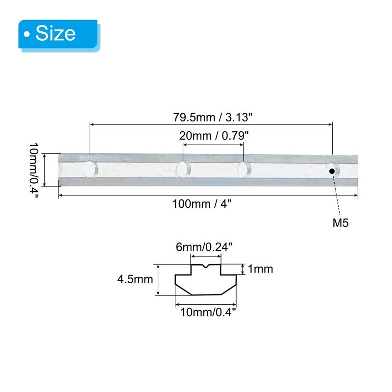 PATIKIL 4" Straight Connector 10pcs T/V Slot Aluminum Extruded Connector