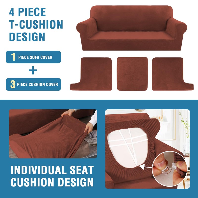 H.VERSAILTEX Sofa Cover 4 Piece T Cushion Sofa Slipcovers Thick