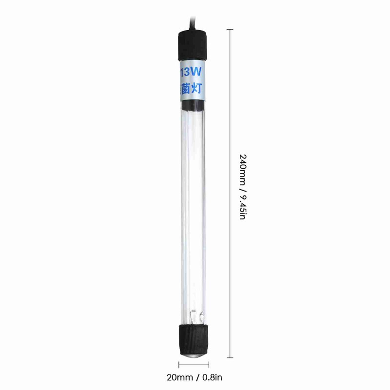 13W UV Light Sterilization Lamp Submersible Ultraviolet Sterilizer Water Disinfection