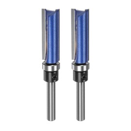 Sourcing Map 2pcs Flush Trim Router Bit, 1/4" Shank, 1-1/2" Cutting Length, 1/2" Cutting Dia, Top Bearings, Straight, Precise Woodworking Milling Cutter Tool for Edge Trimming