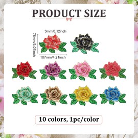 CRAFTYMELODY 4 Pairs Rose Applique Polyester Embroidery Rose Patches Red Flower Fabric Appliques Sewing Iron on Costumes Bag Hats Shoes Badges Handmade Decocation Sewing Fabric Applique