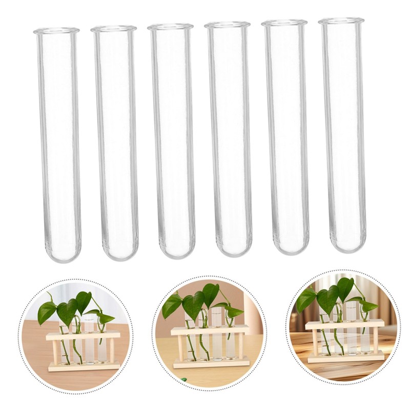Outanaya 6pcs Clear Test Tube Vases for Hydroponic Plants Transparent