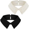 Hicarer 2 Pieces Pearl Collar Necklace for Women Detachable Fake