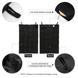 HSOFTIFY 100% Linen Hanging Storage Bag with 20 Pockets, Wall Hang Over The Door Closet Organizer for Socks Underpants, Black