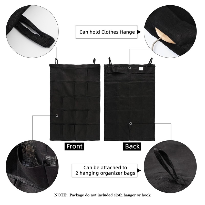 HSOFTIFY 100% Linen Hanging Storage Bag with 20 Pockets, Wall