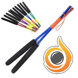 Juggle Dream JD Pro Aluminium 'Metal' Diabolo Handsticks, Fitted With Super Smooth String - Pro Diablo Sticks With Cascade Sticker (Blue)