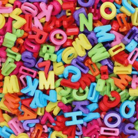 200pcs Large Alphabet Letter Beads, A-Z Plastic Loose Beads with Storage Box, for Jewelry Making, Bracelets, Necklaces, Keychains (Classic Solid Colors)