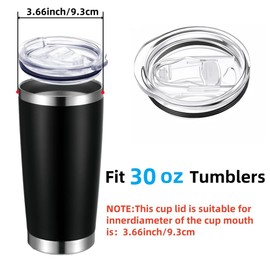 sweetfamily 2 Replacement Lids for Stainless Steel Tumbler Travel Cup,3.1 to 3.15 INCH Cup Mouth Compatible with YETI Rambler and More Tumbler Cups,Spill Proof Splash Resistant Sliding Covers (30 OZ)