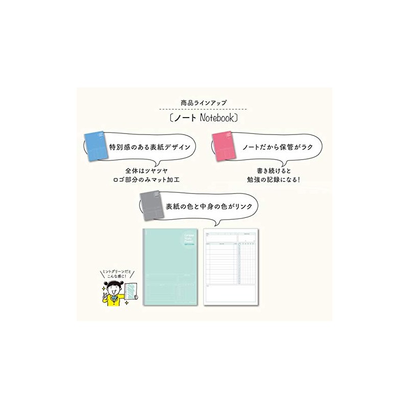 Kokuyo Campus Study Planner (Notebook), Daily Ruled, A5, Mint Green,