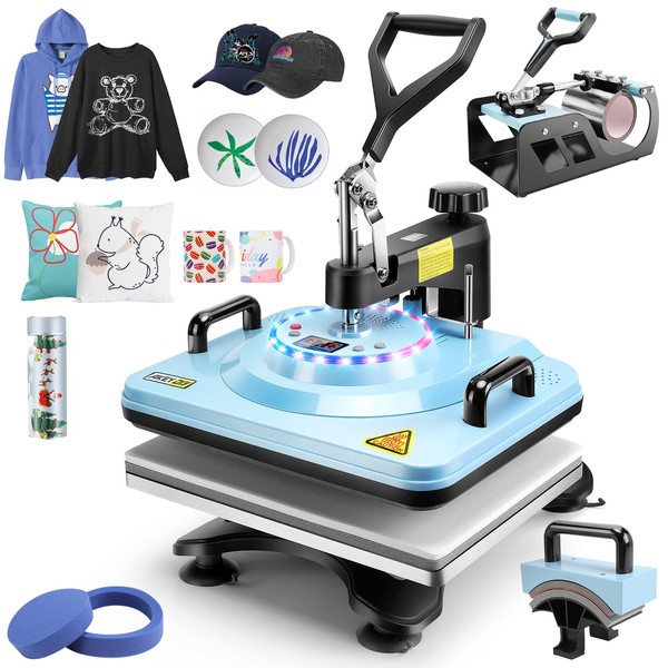 AKEYDIY Upgraded 5 in 1 Heat Press Machine for Tshirts